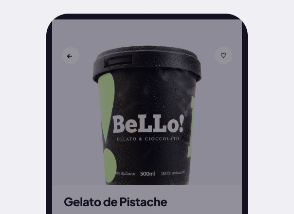 Página de um gelato no app com a sugestão de repetir o pedido anterior